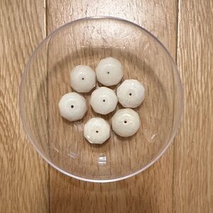 White glass faceted beads - qty 7